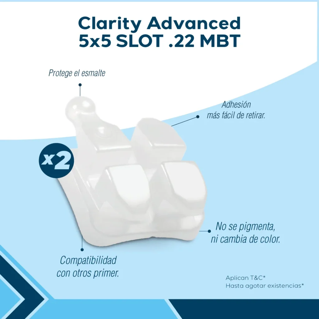 Compra bracket clarity advanced 5x5 slot .22 mbt para consultorios odontológicos en Colombia