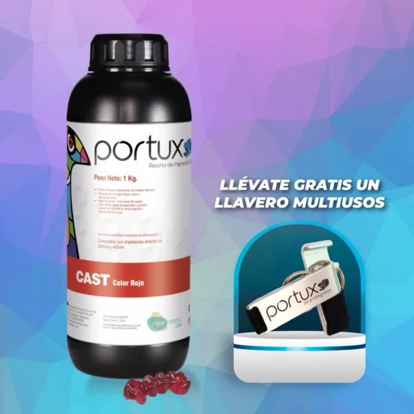 RESINA 3D PORTUX CAST COLOR ROJO FCO X 1000 GR