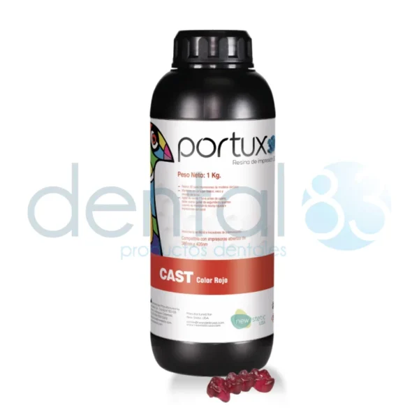 RESINA 3D PORTUX CAST COLOR ROJO FCO X 1000 GR - Imagen 2